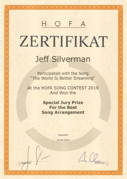 HOFA - The World Is Better Dreaming - Jeff Silverman - Special Jury Price for Best Song Arrangment
