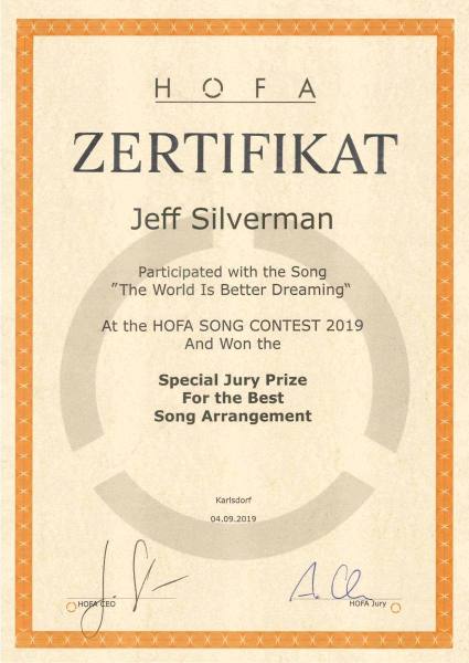 HOFA - The World Is Better Dreaming - Jeff Silverman - Special Jury Price for Best Song Arrangment