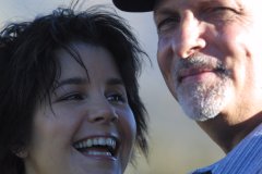 Debra and Jeff on location for her "I Can't Remember To Forget You" video shoot.