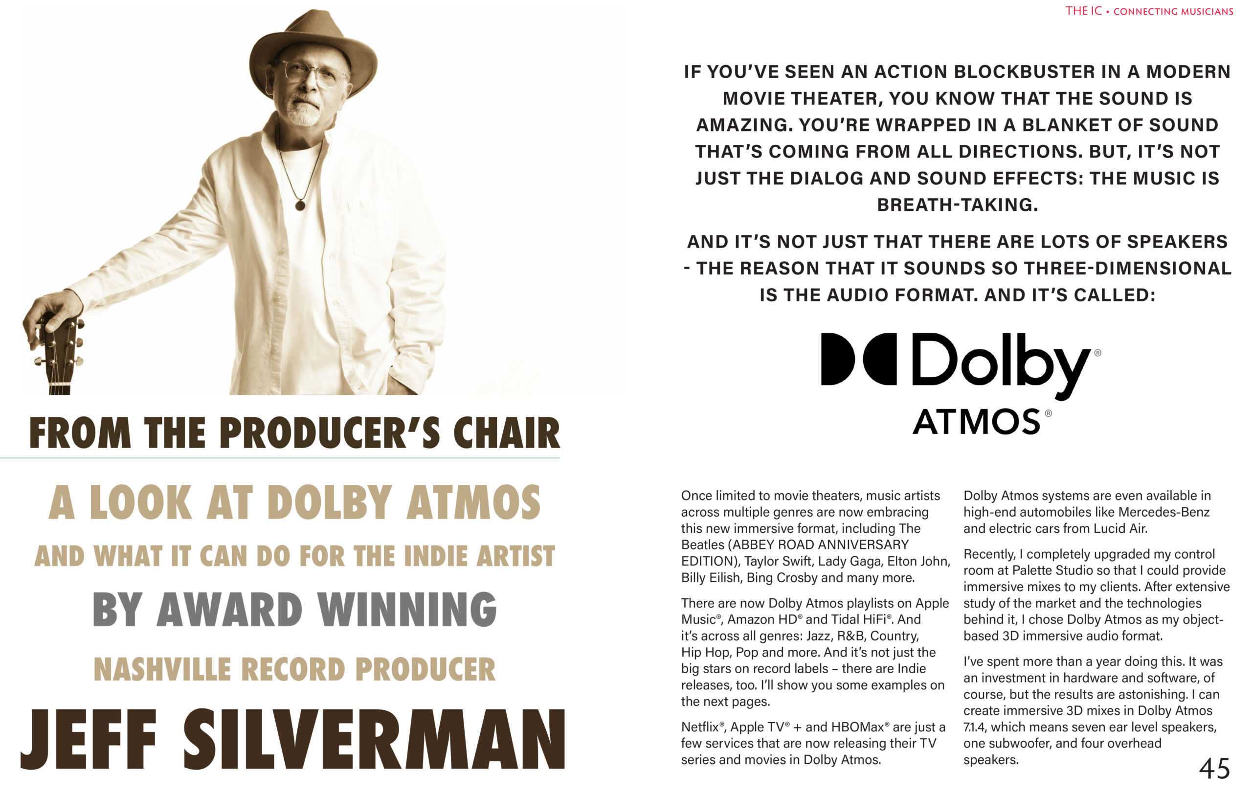 PAGE 1 - WHY DOLBY ATMOS -JEFF SILVERMAN - THE IC 2022 Article - PALETTE MUSIC STUDIO PRODUCTIONS- NASHVILLE TN