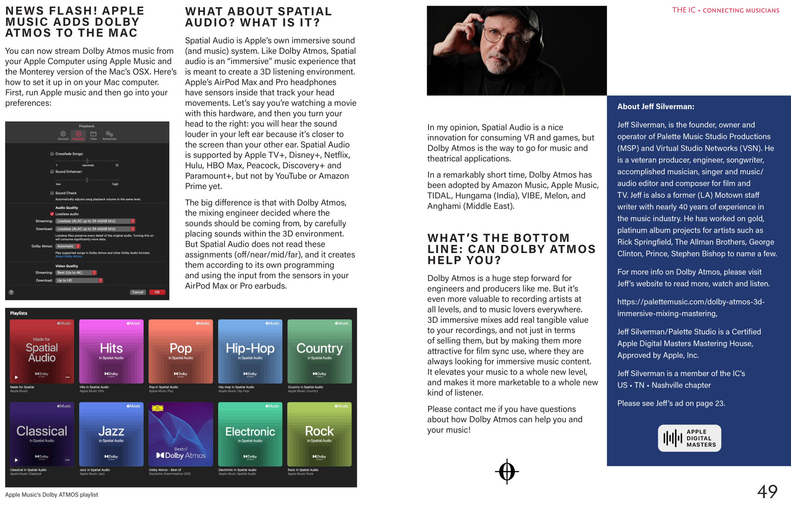 PAGE 3 WHY DOLBY ATMOS -JEFF SILVERMAN - THE IC 2022 Article - PALETTE MUSIC STUDIO PRODUCTIONS- NASHVILLE TN