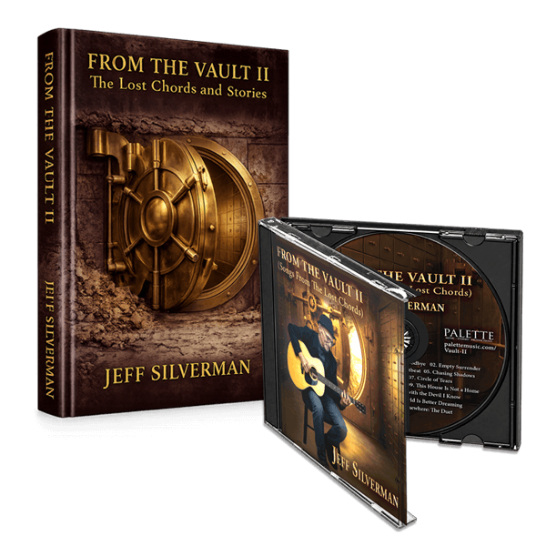 From The Vault II-Bundle (book+physical-CD) Bundle featuring the hardcover book From the Vault II: The Lost Chords and Stories and the physical CD of Jeff Silverman's melodic rock album FROM THE VAULT II (Songs from The Lost Chords).