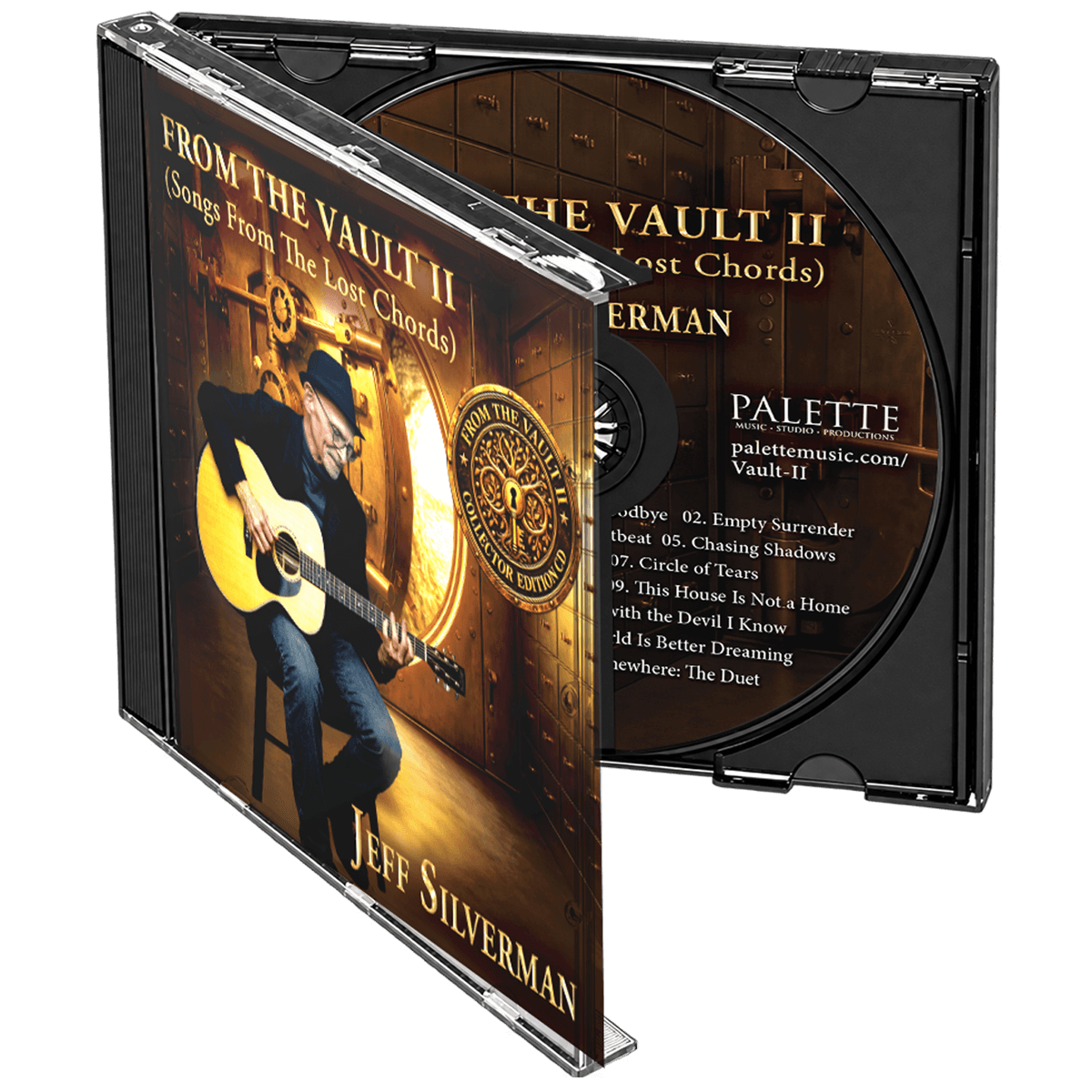 Physical CD (jewel case and disc) of Jeff Silverman's melodic rock album FROM THE VAULT II (Songs from The Lost Chords) - Collector's Edition